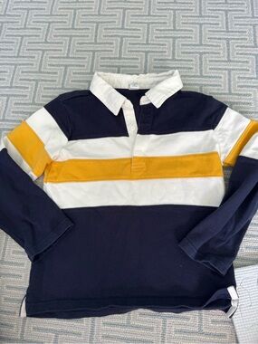Janie & Jack Classic Navy, White & Yellow Stripe Rugby Shirt - Kids